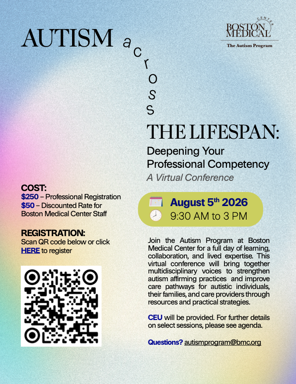 Autism across the Lifespan: Deepening Your Professional Competency (2026 Conference Flyer thumbnail)